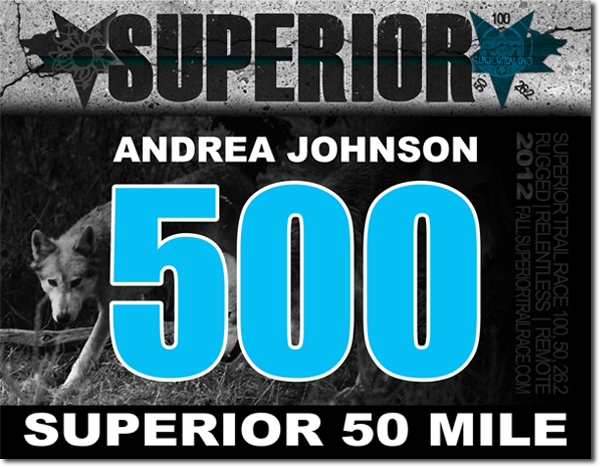 Superior 50 Mile 2012 Race Number, Blue, Numbers 500-700